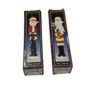 Santa Collectible Figurines Set of 2 Gift Collection Vintage Style w/ Boxes